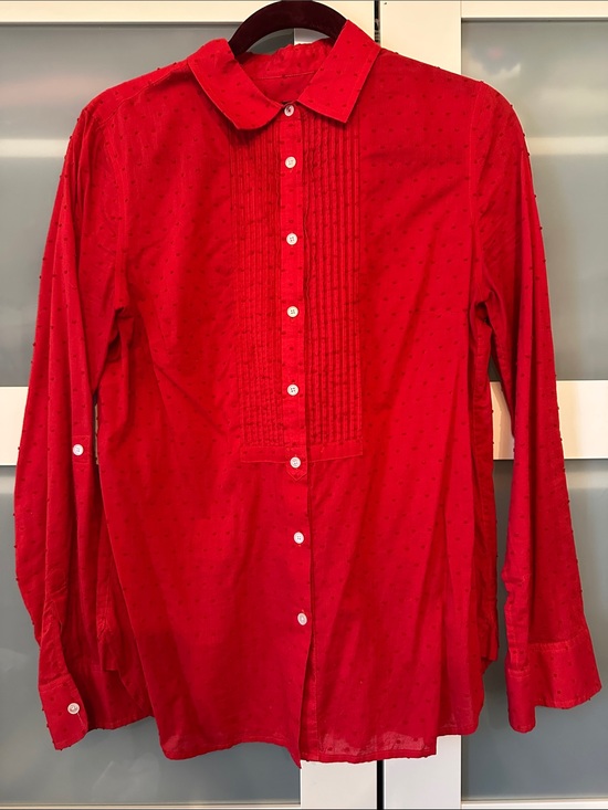 Talbots Tops - Talbots Red Pintuck Button-Front Blouse